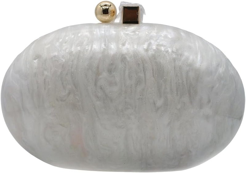 GSYPS Acrylic Evening Clutch Bag for Women Shell Shape Shoulder Crossbody Bag Glitter Marble Purse Handbag - Image 1